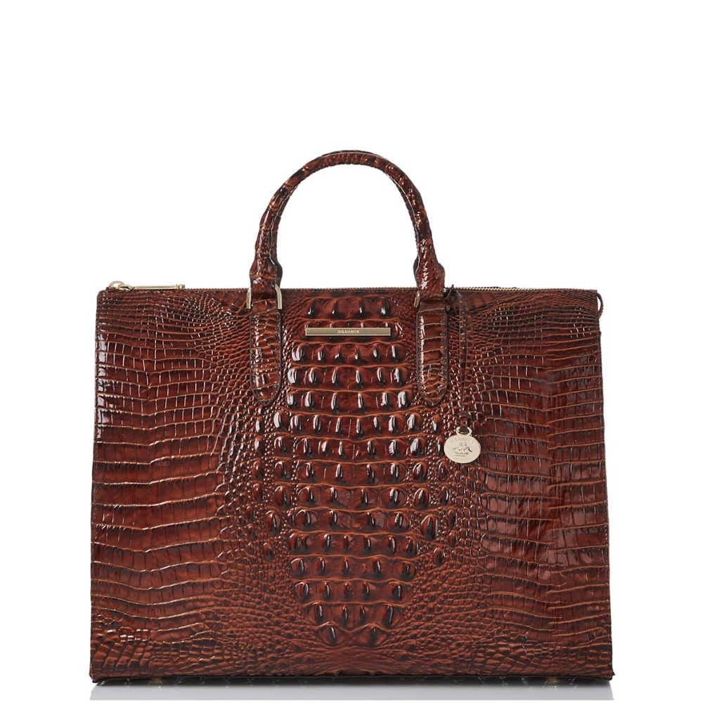 Brahmin Large Leather Business Tote in Pecan (Brown)